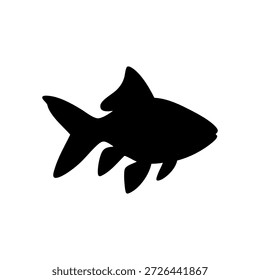 Una silueta negra de alta calidad de un pez en perfil lateral. Este gráfico de Vector limpio y minimalista es ideal para la marca de mariscos, logotipos de acuarios, carteles de torneos de pesca e ilustraciones de vida marina. Aislado sobre un fondo blanco para una fácil integración en cualquier diseño.