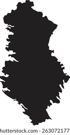High-quality black silhouette map of Albania