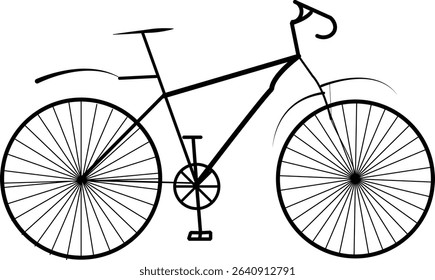 High-quality black silhouette vector of a mountain bike with detailed wheels and frame. Ideal for cycling, sports, outdoor, and transportation-related designs.