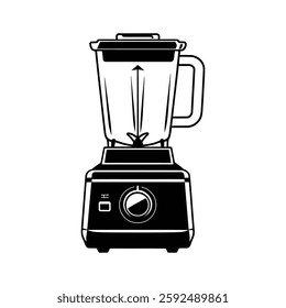 High-Quality Black and White Blender Vector Icon – Retro Kitchen Appliance Line Art Illustration – Smoothie Mixer Silhouette for Logo, Menu, Food, and Beverage Design