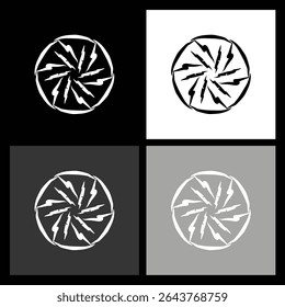 High-Quality Black and White Radial Icon. Clean and Modern Aesthetic for Websites, Branding, and Digital Design Projects