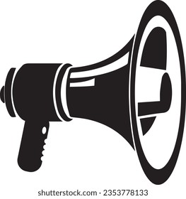 High-quality black and white vector illustration of a megaphone speaker. This bold and versatile design is in high demand for various projects. 