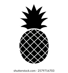  high-quality black and white vector silhouette of a pineapple with a geometric pattern. Perfect for logo design, branding, food-related graphics, tropical themes, and decorative elements. Available i