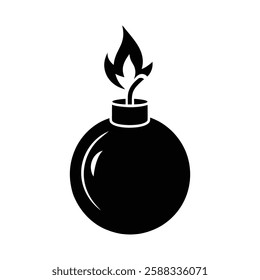 High-Quality Bomb Icon Vector Illustration with Flames on White Background
