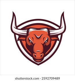 "High-quality bull mascot logo vector illustration design, perfect for gaming logos, esports teams, and digital branding. Fierce, customizable, and professional design for your next game or team ident