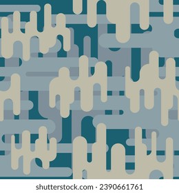 High-quality camouflage seamless pattern with rounded geometric shapes. Vector seamless pattern background.