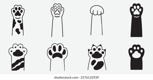 "High-Quality Cat Paw Icons for Pet Accessories and Branding Concepts"