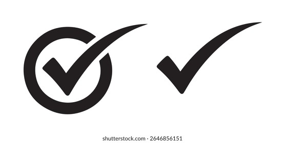 High-Quality Check Mark Icons Encircle and Simple Vector Graphics for Design Projects, Websites, and Applications