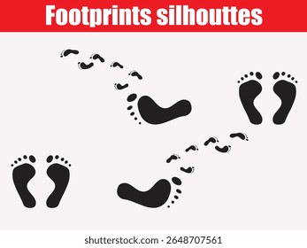 A high-quality, clean, and modern vector graphic representing Footprints Journey A Path of Steps in Vector Silhouettes. Ideal for various design projects, web, and print.
