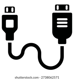 High-quality closeup of black USB cable connectors isolated on white background, perfect for tech, data transfer, and electronic device design projects.