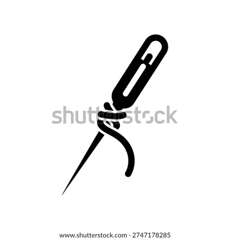 High-quality close-up image of a black safety pin securely fastened, showcasing minimalist design and clean lines, ideal for safety, fashion, and organizational concepts.