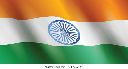 Ilustración vectorial de primer plano de alta calidad de la bandera nacional india con Ashoka Chakra. Adecuado para Fondos de pantalla, fondos, marcas, gráficos impresos y temas de celebración nacional.