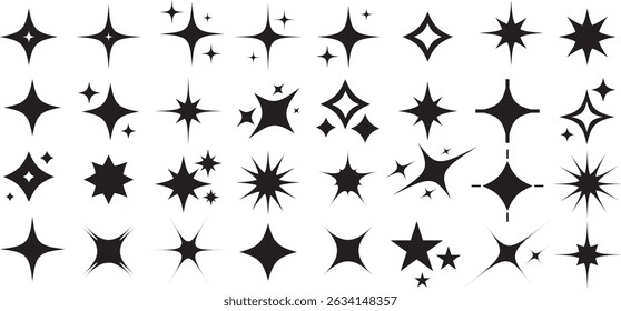 High-quality collection of luminous twinkle icons and glow accents in black and multicolor formats, perfect for festive or magical designs.

