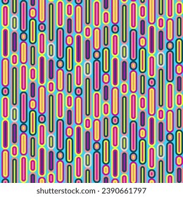 High-quality colorful seamless pattern with rounded geometric shapes. Vector seamless pattern background.