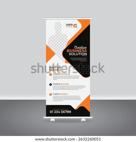High-Quality Corporate Roll-Up Banner and Rack Card Print Template, business agency business pull up vertical display banner, luxury creative rollup, pull up banner template design
