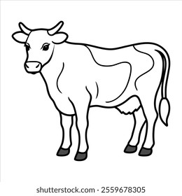 High-Quality Cow Line Art Vector Illustration  Farm Animal Minimalist Design