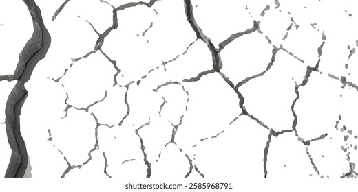 High-Quality Cracked Surface Textures in Monochrome Black, White, and Grey, Perfect for Depicting Earthquake Damage to Land, Walls, and Floors in Post-Disaster Scenarios
