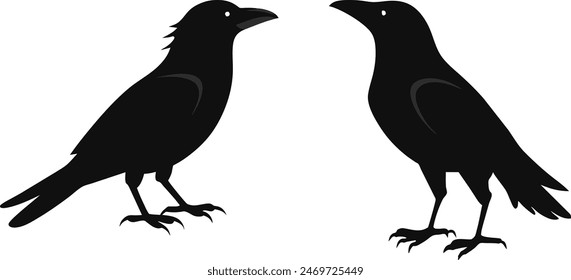 "High-quality crow vector artwork: clean, detailed, and perfect for illustrations. Ideal for design projects, educational materials, and creative uses."