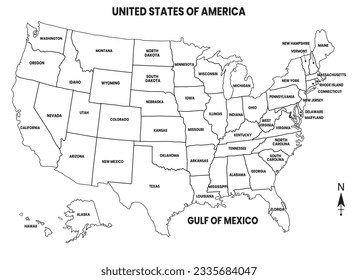 Mapa vectorial de alta calidad, detallado y descargable de Estados Unidos, mostrando los 50 estados. Perfecto para la impresión, presentaciones y proyectos gráficos, garantizando la precisión y flexibilidad