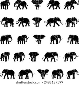 High-Quality Detailed Elephant Silhouettes Collection