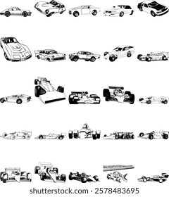 High-quality, detailed race car vector images