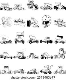 High-quality, detailed race car vector images