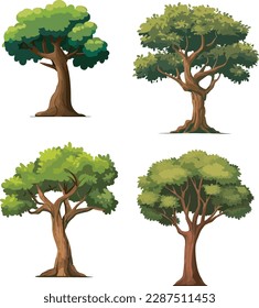 ilustración vectorial de colección de árboles variantes de alta calidad. aislado en tablero blanco