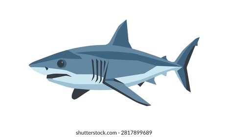 High-quality digital artwork of a shark in shades of blue and gray suitable for marine biology education and aquatic animal studies