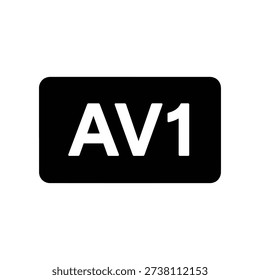 High-quality digital AV1 logo icon on sleek black background, ideal for tech, media, and streaming content.