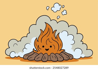 A high-quality digital graphic featuring realistic smoke rising from a campfire, ideal for use in outdoor-themed designs, camping posters, adventure branding, and digital art projects.