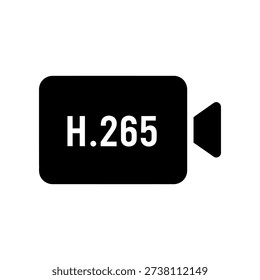 High-quality digital H.265 video compression symbol with sleek black design, ideal for tech and media projects.