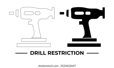 High-quality drill restriction vector design for safety signs, industrial manuals, and construction projects. Scalable, versatile, and easy to customize