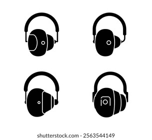 High-Quality Earbuds Vector Black and White Icon Set.