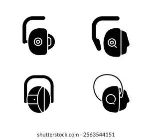 High-Quality Earbuds Vector Black and White Icon Set.