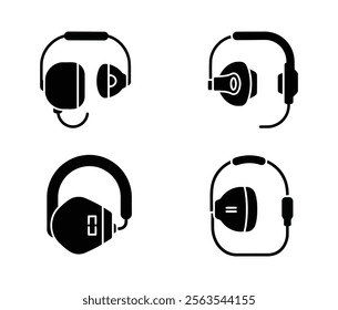 High-Quality Earbuds Vector Black and White Icon Set.