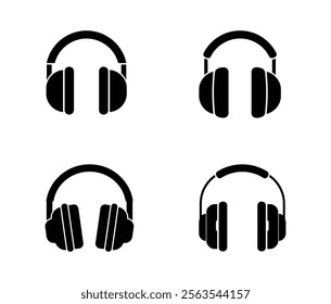 High-Quality Earbuds Vector Black and White Icon Set.