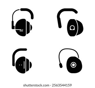 High-Quality Earbuds Vector Black and White Icon Set.