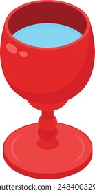A high-quality, editable vector illustration of a red chalice filled with cool blue liquid.