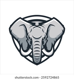 "High-quality elephant mascot logo vector illustration design, perfect for gaming logos, esports teams, and branding. Strong, customizable, and professional design to enhance your game or team.