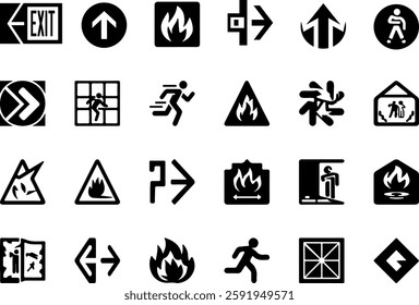 High-quality emergency exit symbol featuring a running figure, designed for evacuation signs, public safety, and fire escape routes. Ideal for hospitals, malls, office buildings, and transportation.