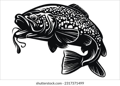 High-quality EPS file of a magnificent Trout fish, perfect for graphic design, printing, and creative projects. Ideal for nature enthusiasts and fishing-themed designs