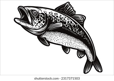 High-quality EPS file of a magnificent Trout fish, perfect for graphic design, printing, and creative projects. Ideal for nature enthusiasts and fishing-themed designs