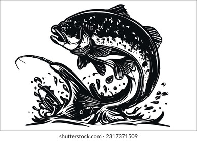 High-quality EPS file of a magnificent Trout fish, perfect for graphic design, printing, and creative projects. Ideal for nature enthusiasts and fishing-themed designs