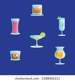 "High-quality EPS vector file featuring a juice glass and various drinking glasses. Perfect for menus, cafes, and beverage branding. Scalable, editable, and ready for commercial use. Clean and modern 