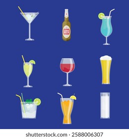 "High-quality EPS vector file featuring a juice glass and various drinking glasses. Perfect for menus, cafes, and beverage branding. Scalable, editable, and ready for commercial use. Clean and modern 