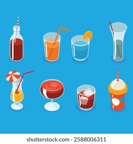 "High-quality EPS vector file featuring a juice glass and various drinking glasses. Perfect for menus, cafes, and beverage branding. Scalable, editable, and ready for commercial use. Clean and modern 