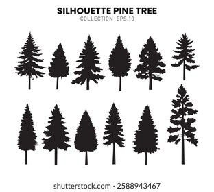 High-quality evergreen tree silhouettes, great for branding, logos, and outdoor-themed projects.