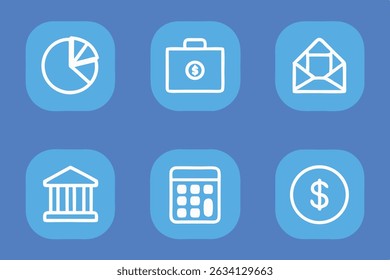 High-quality finance app icon set featuring a pie chart and arrow, ideal for mobile and web applications. Clean design with professional aesthetic.