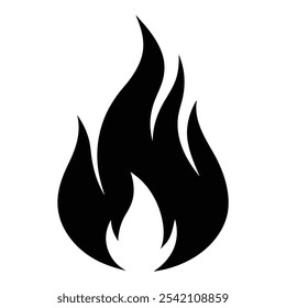 High-Quality Fire Icon Vector Silhouette - Minimalist Flame Symbol for Web, App, Logo, Graphic Design