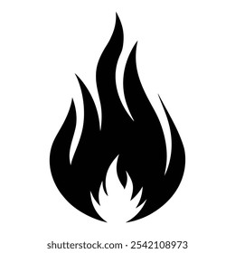 High-Quality Fire Icon Vector Silhouette - Minimalist Flame Symbol for Web, App, Logo, Graphic Design